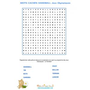 handball jeu de Mots cachés sur le handball