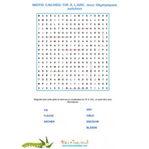 solution des mots cachés tir à l'arc