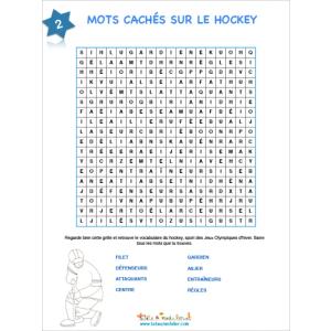 Mots cachés hockey grille 2
