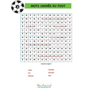 Solution mots cachés sur le foot N° 4