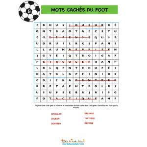 Mots cachés foot solution de la grille 5