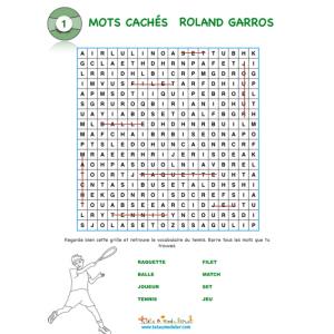 Jeu de mots cachés 1 Roland Garros