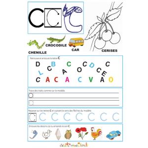 Page de lecture - écriture : lettre C 