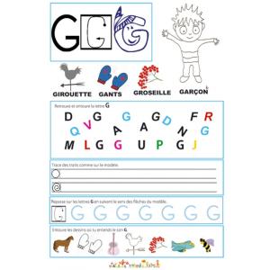 Page de lecture - écriture : Grande lettre G 