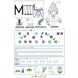 Page de lecture - écriture : la lettre " M " 