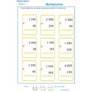 Multiplications niveau 3 cycle 3 
