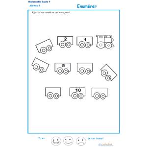 de numération de 1 à 11 sur les wagons