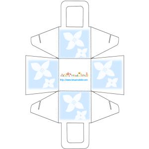 Panier à dragées aux 2 fleurs blanches sur fond bleu
