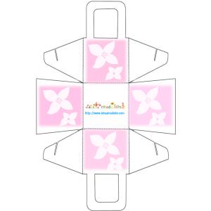 Modèle du Panier à dragées 2 fleurs blanches et fond rose