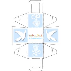 Panier de communion colombe et coeur bleu