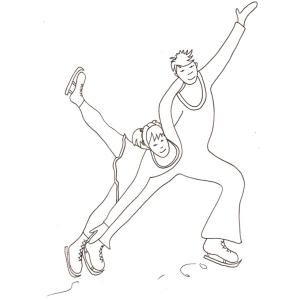 Coloriage patinage sur glace : couple 