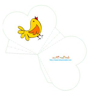 Modèle de pochette coeur décorée d'un poussin