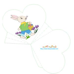 Modèle de pochette coeur avec un lapin de Pâques