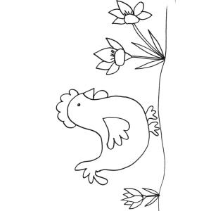 coloriage d'une poule aux crocus