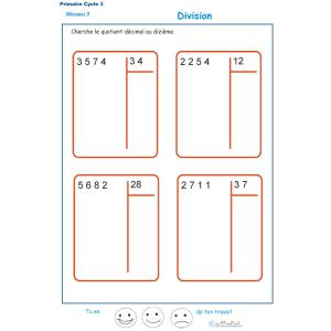 exercice 1 sur le quotient décimal au dizième 