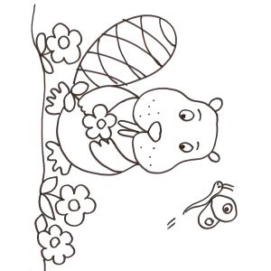 coloriage du raton dans les fleurs