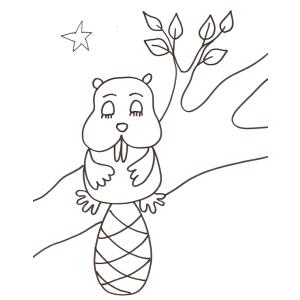 coloriage du raton dormant dans l'arbre