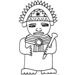 Coloriage amérindien : statue