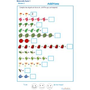Imprimer l'exercice d'additions 1 maternelle niveau 3 