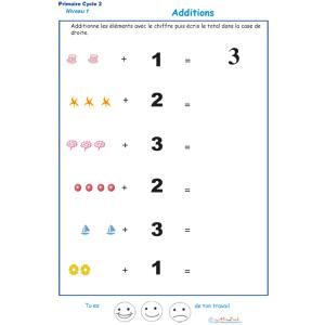 Imprimer la fiche d'additions visuelles  - exercice 6 - Tête à modeler