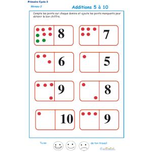  fiche d'additions de 1 à 10 - exercice 10 