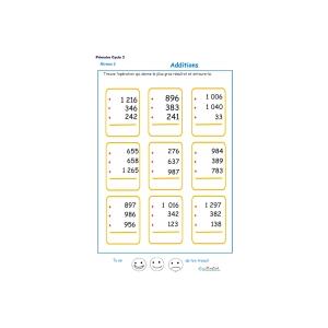 Exercices d'additions pour les enfants du cycle 3 primaire : CE2 - CM1 - CM2