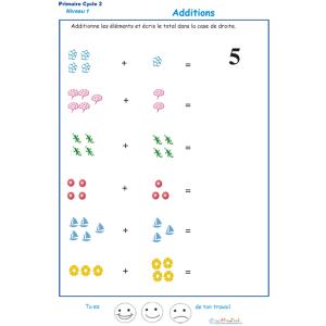 Imprimer la fiche d'additions de 1 &agrave; 10 - exercice 11 