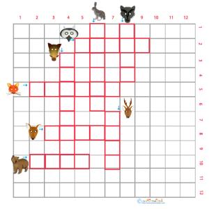 Imprimer la grille de mots croisés animaux de la forêt 1 pour le primaire cycle 2