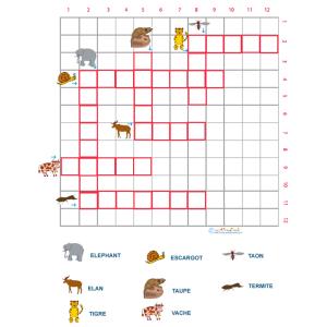 Grille de mots croisés sur les animaux grille 6 