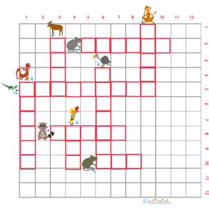 Imprimer la grille de mots croisés sur les animaux grille 8 pour le primaire cycle 2
