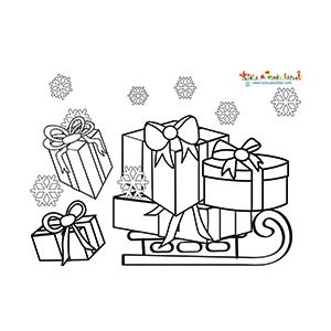 Les cadeaux de Noël tombent de la luge