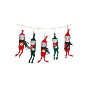 Un calendrier de l'Avent guirlande avec des lutins de Noël