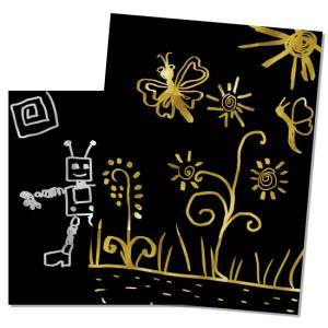 Dessiner sur des cartes à gratter or et argent en  vacances