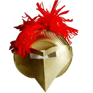 casque de chevalier à la plume rouge