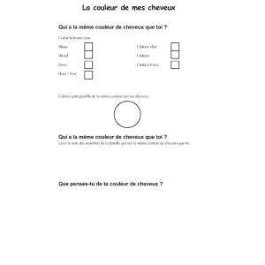 Fiche d'activité pour faire une observation sur les cheveux