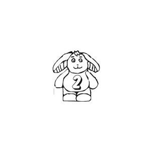 Coloriage du lapin portant le chiffre 2
