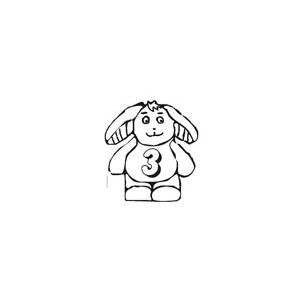 Coloriage du lapin portant le chiffre 3