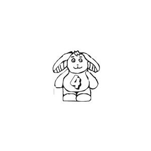 Coloriage du lapin portant le chiffre 4