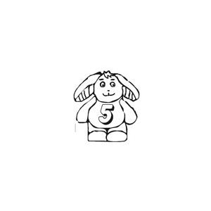 Coloriage du lapin portant le chiffre 5