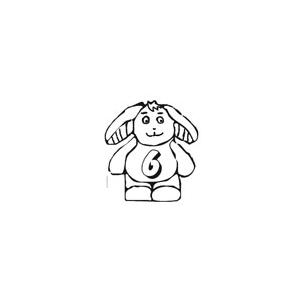 Coloriage du lapin portant le chiffre 6