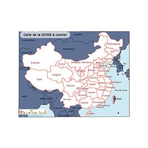 Carte de la Chine à colorier