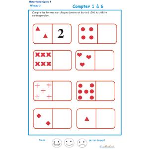 Imprimer l'exercice 1 pour compter les formes sur des dominos Maternelle GS