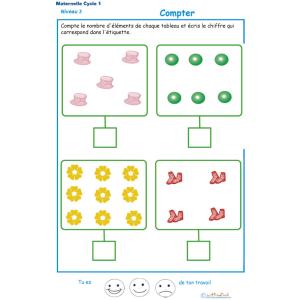Imprimer l'exercice 5 pour apprendre à compter maternelle niveau 3 