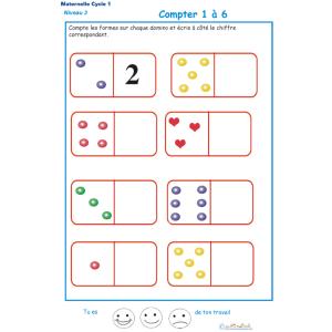 Imprimer l' Exercice 3 pour compter les formes sur des dominos Maternelle GS