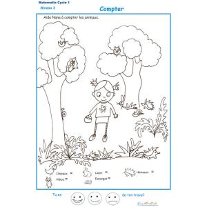 Imprimer la fiche pour compter les animaux maternelle niveau 3