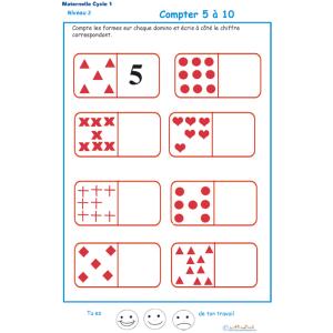 Exercice 2 pour compter les formes sur des dominos Maternelle GS