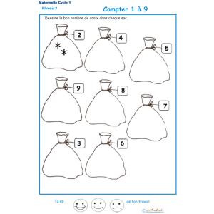 Exercice 3 dessine le nombre de croix indiqu&eacute; sur l'&eacute;tiquette GS maternelle 