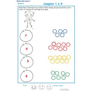 Imprimer l'Exercice 2 pour compter les perles du collier maternelle niveau 3
