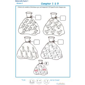 Imprimer la fiche pour colorier le bon nombre Exercice 1 GS niveau 3