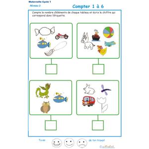 Imprimer l' Exercice 10 de l'ardoise pour apprendre &agrave; compter les objets divers